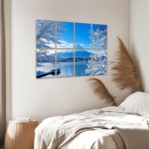 8 Pack Art Acoustic Panels Sound Absorbing Sunrise lake Kawaguchi ko Mountain Decorative Soundproof Wall Panels Self Adhesive for Home Recording Studios 48"x32" miniatura 6