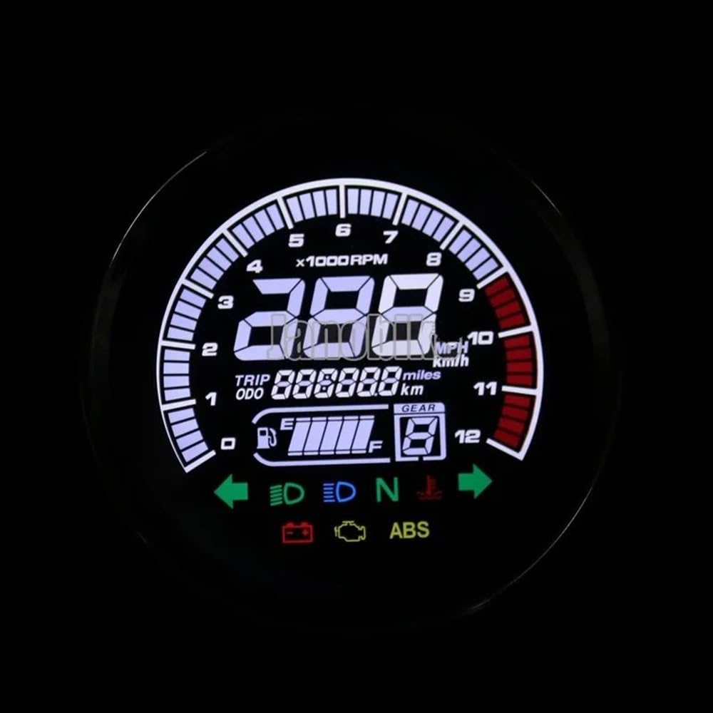 Odómetro Digital Odómetro Digital para Motocicleta, Velocímetro, Tacómetro Medidor Temperatura Y Combustible, Medidor De Nivel Motocicleta para 12V