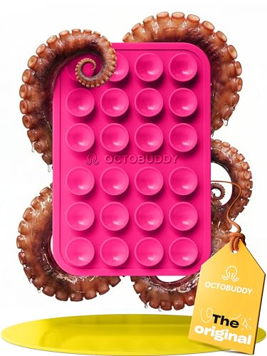 Image of OCTOBUDDY Classic - Silicone Suction Phone Case Adhesive Mount - Hands-Free, Strong Grip Holder for Selfies & Videos - iPhone & Android Compatible - 2.25″ x 3.25″, Hot Pink