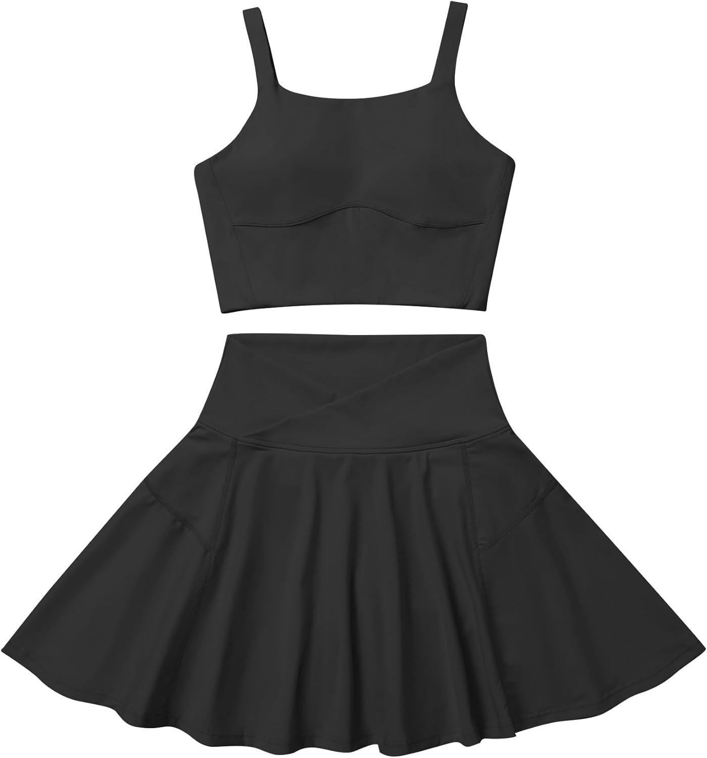 2 Piece Tennis Dress for Women High Waisted Pleated Skirt Sets Compression Sports Bra Golf Athletic Outfits - Image 4