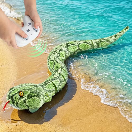 Qrooper Remote Control Snake Amphibious RC Snake Toy Indoor Outdoor Games Party Prank Water Pool Toys for Kids Birthday Gifts for Boys Girls Ages 5-8 8-13