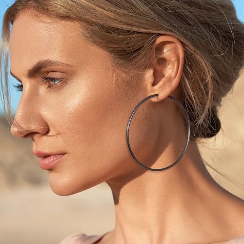 Image of Gacimy Gold Hoop Earrings for Women, 14K Gold Plated Thin Hoops