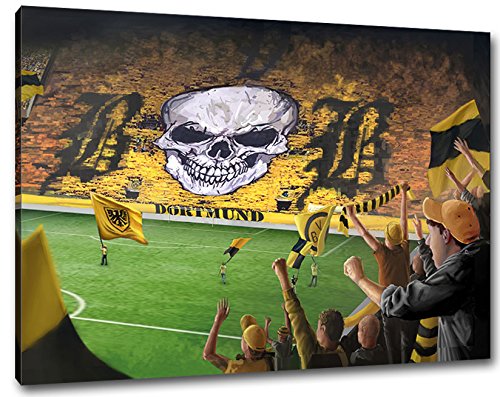 Ultras Dortmund Stadion Format: 120x80, Bild auf Leinwand XL, fertig gerahmt Ultras Dortmund Stadion Format: 120x80, Bild auf Leinwand XL, fertig gerahmt