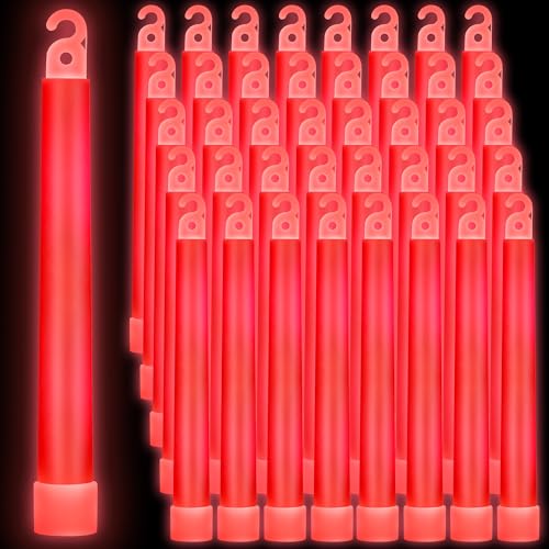 Sotiff 96 Pcs 6 Inch Ultra Bright Emergency Glowing Sticks, Glow Sticks with 12 Hour Duration, Halloween Favors for Party Birthday Wedding Concerts Halloween(Red)