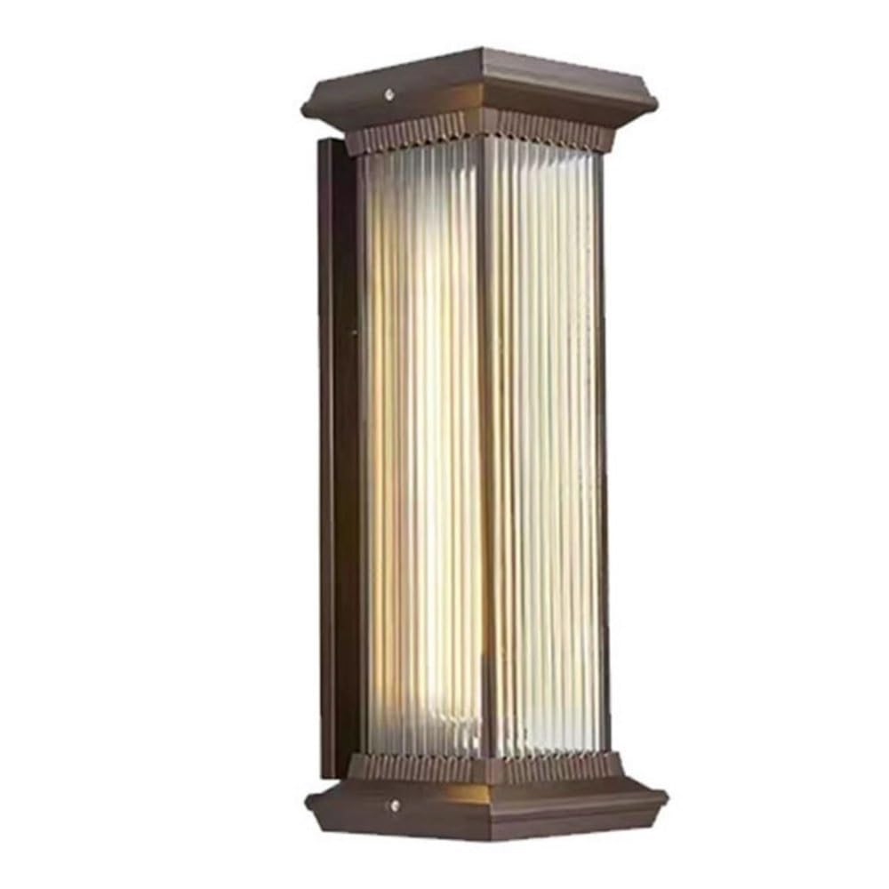 OZBMA Vintage Rectangular Aluminum Wall Lamp Striped Glass Shade Sconce Outdoor Waterproof Light for Balcony Garden Corridor Courtyard Lighting(40cm/15.7inch)