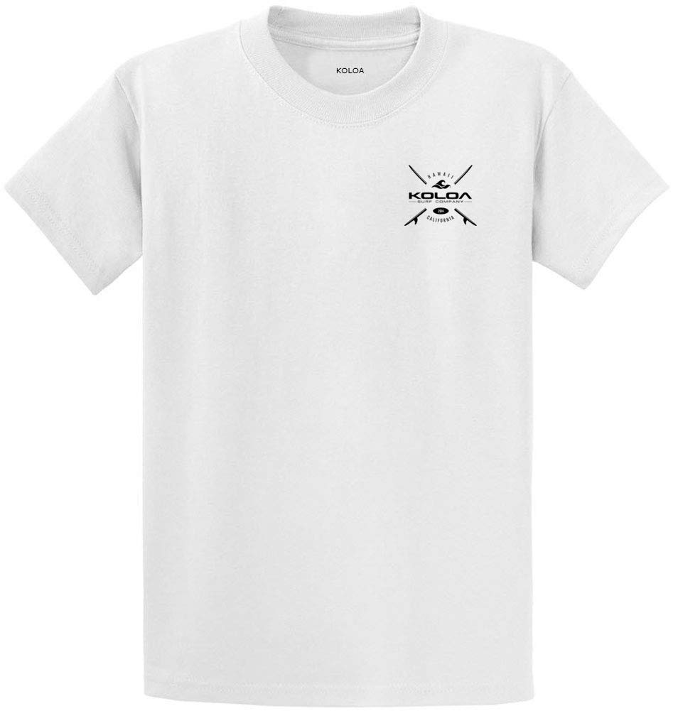 Joe's USA - Men's Koloa Surf, Cross Boards Logo, Heavy Cotton T-Shirt (X-Large-White - Black Logo)