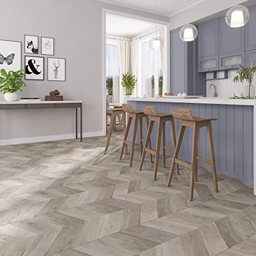 Lucida Surfaces Luxury Vinyl Flooring Plank | Chevron Interlocking Flooring For Diy Installation | 18 X 18 | Beach Oak | Single Sample Plank #TOP3