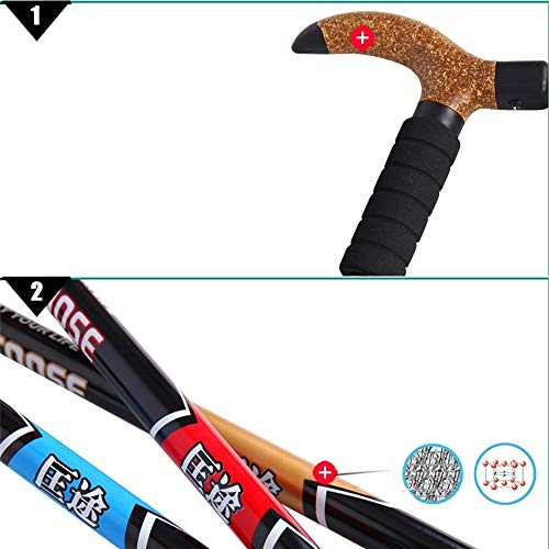 Polo de trekking ultraligero de aluminio telescópico con amortiguación y punta de tungsteno resistente 3