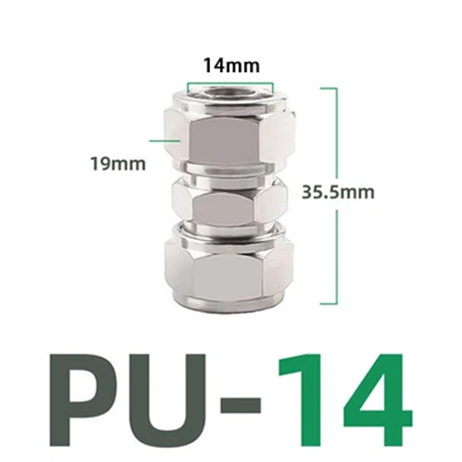 Copper-Plated Nickel-Plated Pneumatic air Quick Connector Hose Outer Diameter 6 8 10 12 14 16MM Quick Connector KPV KPE PU PZA (Color : PU-14)