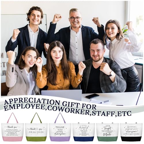 Image of 6 Pcs Thank You Canvas Bag Employee Appreciation Gift Reusable Grocery Bag Housekeeping Week Gift for Women Coworker