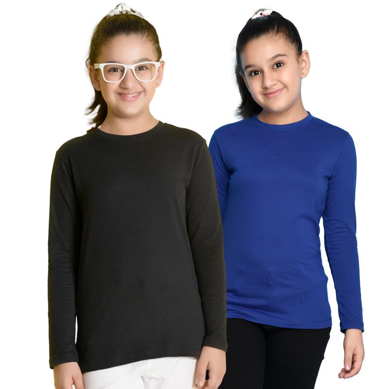Image of Nusyl Girls Full Sleeves T-Shirt for Kids | Cute Printed Casual Wear | Soft Cotton Blend | Comfortable Regular Fit | 2-16 Years | Multiple Colors