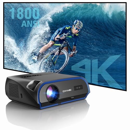 Image of High Bright Projector 1800 ANSI Lumens, HDR10+, 4K Support, WiFi6 & Bluetooth, Smart Android TV with Apps, HDMI/ USB, for Daylight Viewing, Low Input Lag Gaming, Silent Bedroom, Wireless Presentation