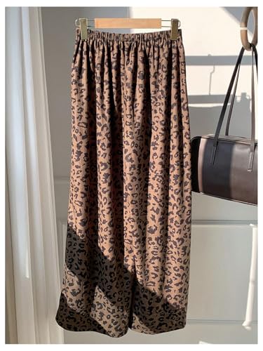 Image of SHENHE Women's Cheetah Print Wide Leg Baggy Pants Y2k Side Loose Streetwear Trousers
