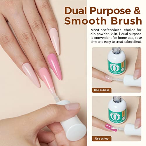 2 In 1 Dip Powder Base & Top Coat With Activator Dip Powder Liquid Set For Dipping Powder Nail Kit,0.5Oz/Bottle,Fast Dry,No Nail Lamp Needed #TOP1