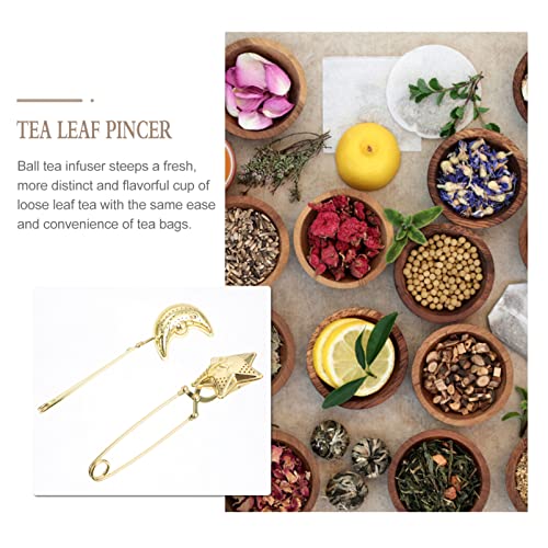 Gold Moon and Star Tea Infuser Stainless Steel Long Grip Spoon Moon Star Shaped Tea Filter with Handle Tea Strainer for Loose Leaf Tea - Image 3