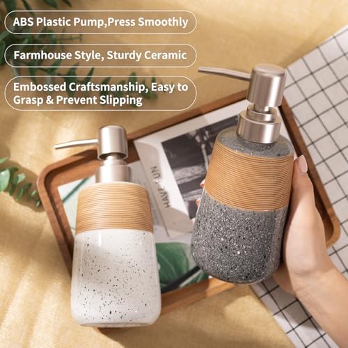 Image of Ceramic Hand Soap Dispenser, 15 Oz Liquid Soap Dispenser for Bathroom Countertop Dish Soap Dispenser for Kitchen Sink, Bathroom Lotion Bottle Dispensers Farmhouse Kitchen Decor, White