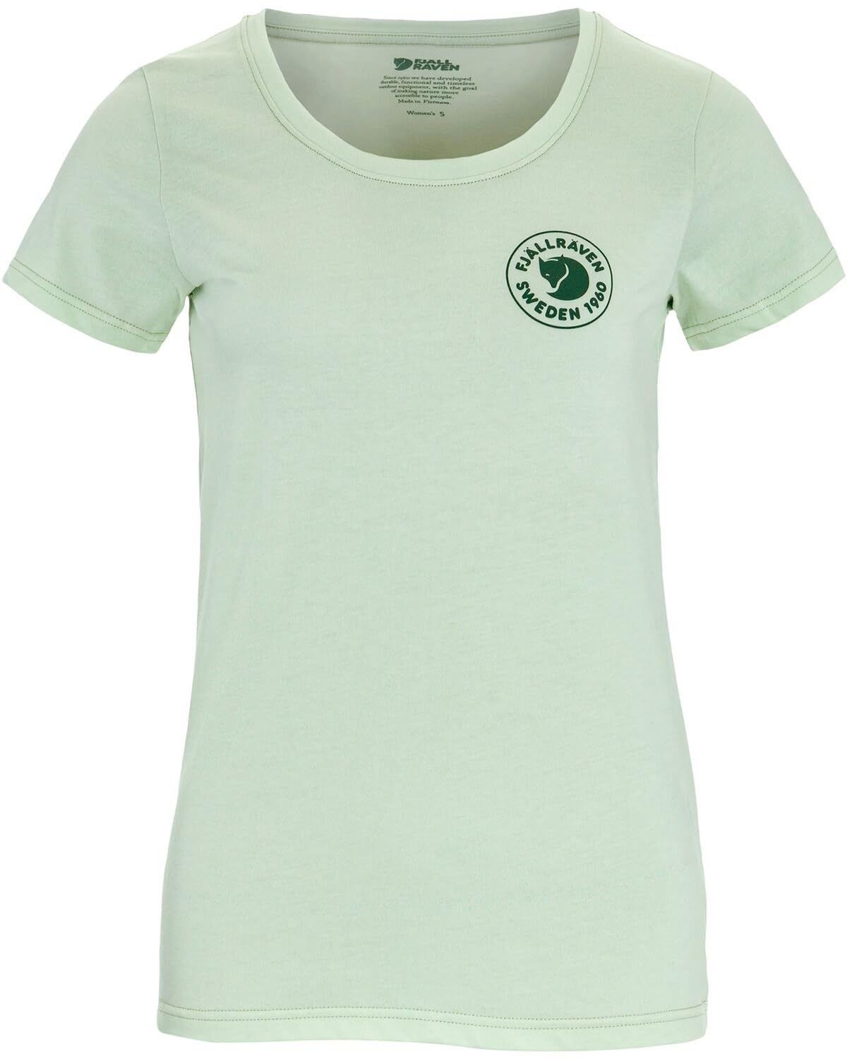 Fjällräven Damen T-Shirt Logo 1960 | Jersey-Strick aus Bio-Baumwolle und recyceltem Polyester. Mit Rundhalsausschnitt und Logoprint auf der Brust. Slim Fit.