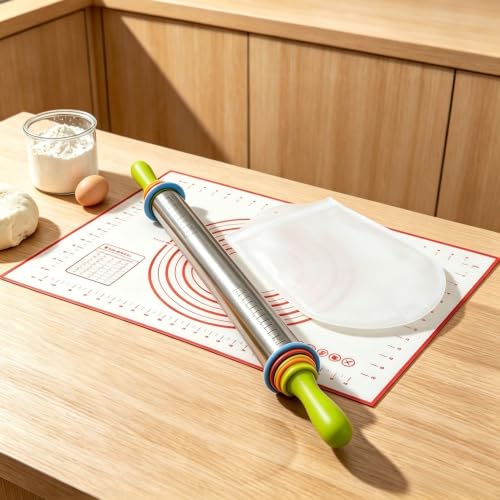 YIHONOBLE 3-in-1 Adjustable Rolling Pin with Handle by YIHONOBLE - Used condition - Image 4