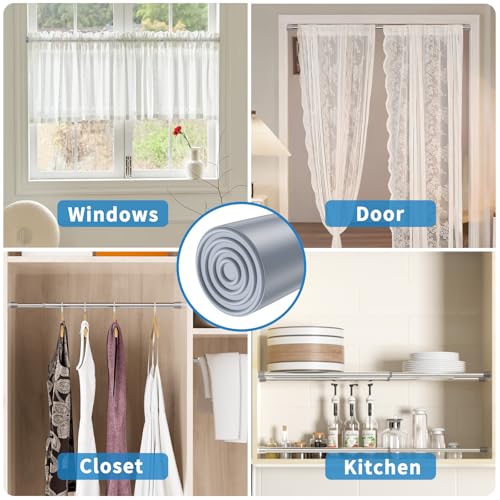 Image of AIZESI 2 Pack Tension Rods for Windows 26.5 to 36 inch, Adjustable Pressure Spring Curtain Rods No Drilling, Curtain Rods for Doorway Closet Door, Silver