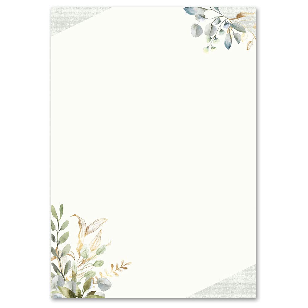 Motif Letter Paper! Green Branches 250 Sheets DIN A5 - Flowers & Petals