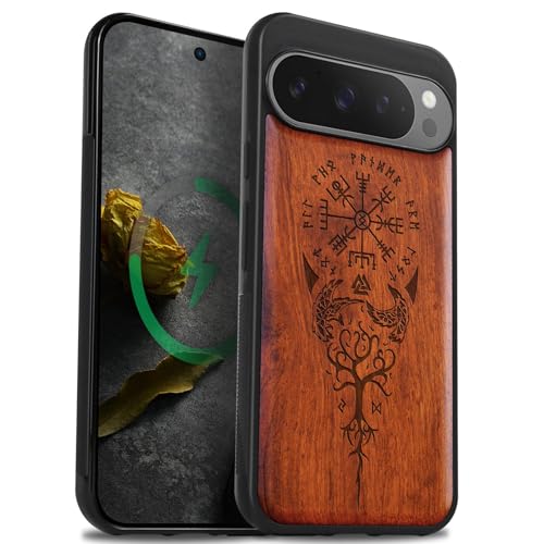 Coque Pixel 9 Pro en bois Carveit : protection luxe et élégance Viking