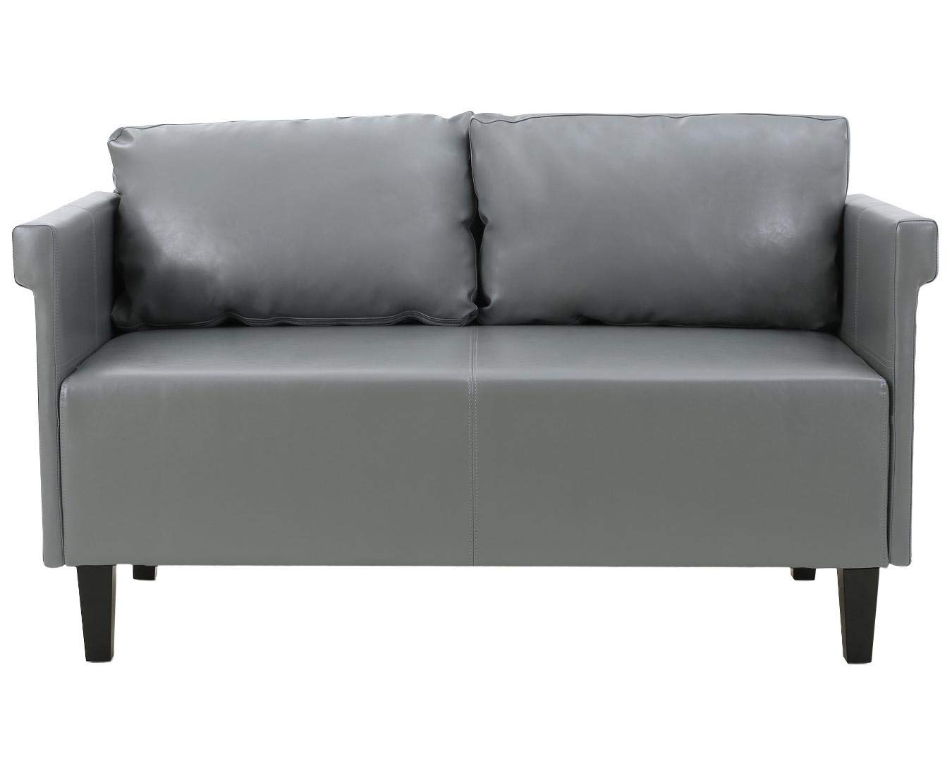 A to Z Furniture - Bellerose Faux Leather Loveseat Settee Sofa in Grey Color