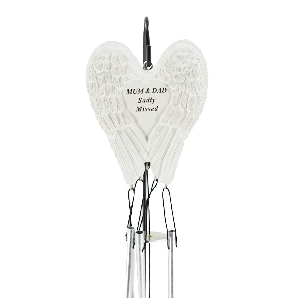 Mum & Dad Sadly Missed Guardian Angel Wings Graveside Memorial Wind Chime