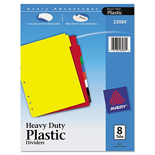 Avery 23084 Heavy Duty Plastic Dividers, Letter Size, Multicolor, 8-Tabs/Set