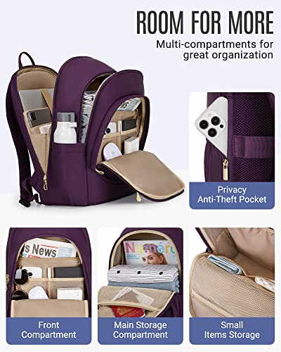 Light Flight Women Backpacks Laptop Backpack For Women 15.6 Inches Computer Bags For Work Travel College, Gifts For Women, Purple #TOP2