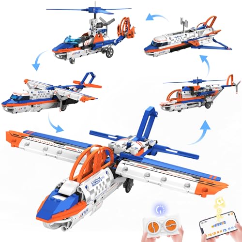 SliBoeyX 5-in-1 Remote Control STEM Airplane Building Kit – Eco-Friendly Rechargeable, App &...