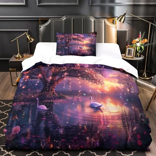 Housse de couette 135x200 imprimée 3D parure de lit 3 pièces single