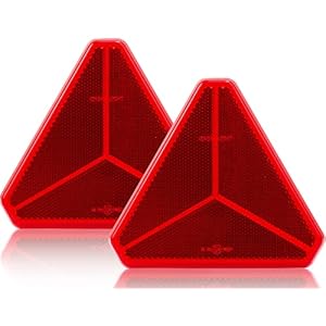 SPARKMOTO 2pcs Self adhesive reflectors,Red Trailer Triangular Reflectors, ECE approved red reflectors for vehicles,reflectors for gate posts,Stick on Rear reflectors for trailer,caravan,truck,van,RV