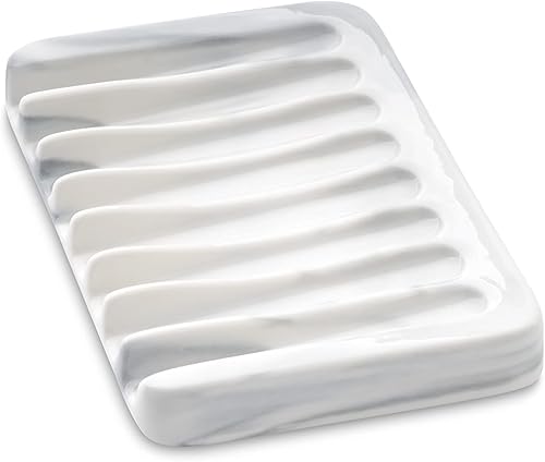 Miniatura 1 de Jabonera de cerámica para fregadero, jaboneras autodrenantes para barra de ducha, soporte para jabón de baño, soporte para recipiente de jabón para