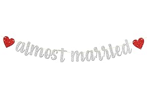 Silver Glitter Almost Married Banner