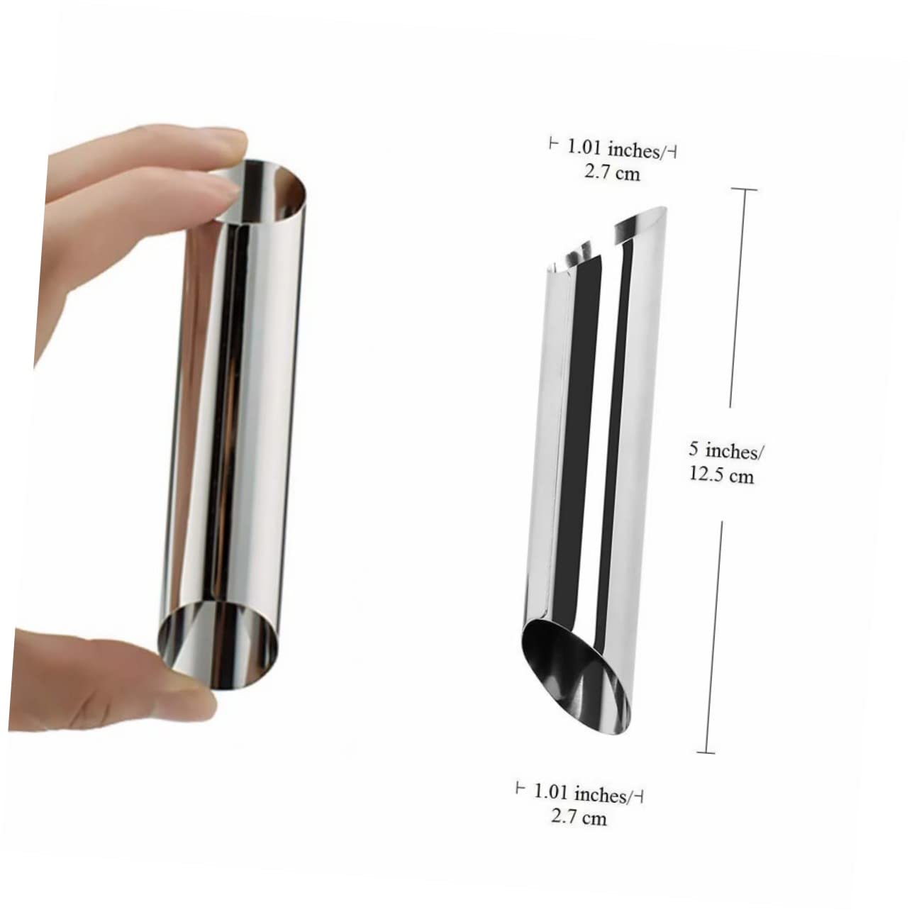 BEBEMOKO 15pcs Stainless Steel Cannoli Making Mold for Croissants and Pastries Non-stick Hollow Tube Bakeware for Sweet Desserts and Savory Appetizers