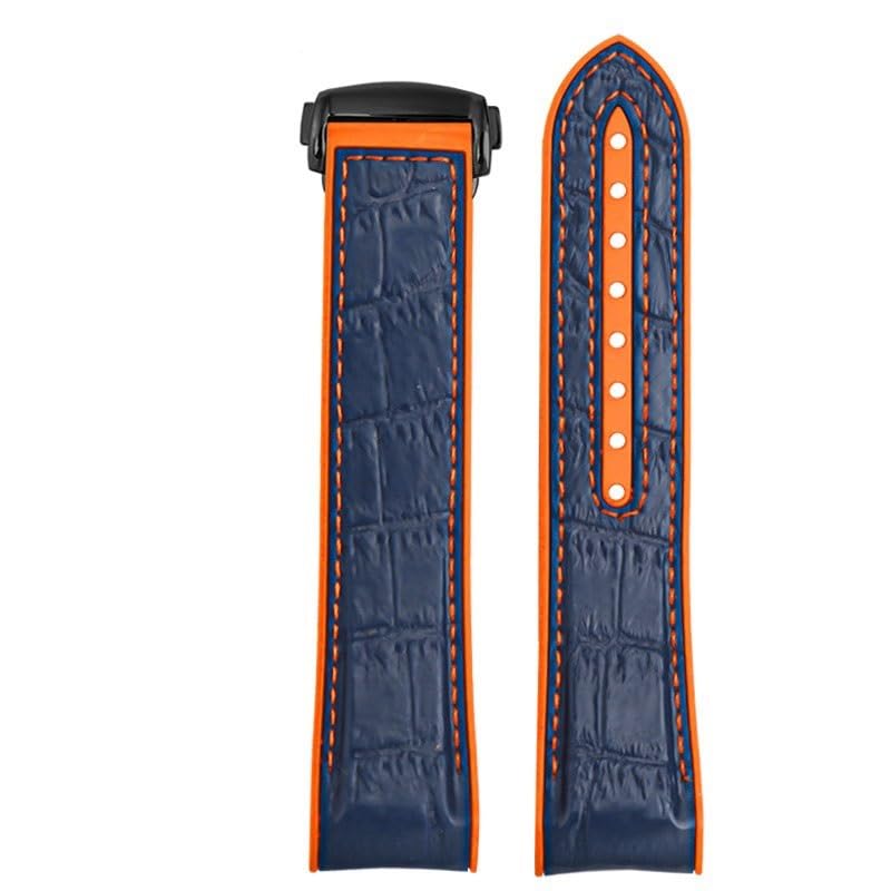 Bracelet caoutchouc pour Omega Seamaster 300 style nautique orange 20mm