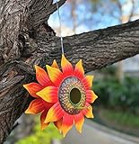 Outside Hanging Decorative Metal Sunflower Bird House Hand-Painted Birdhouse Yard Garden Decor 9"X9"