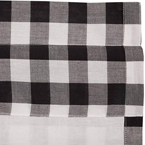 Vhc Brands Annie Buffalo Check Cotton Farmhouse Kitchen Curtains Rod Pocket 16X72 Valance, Black #TOP3