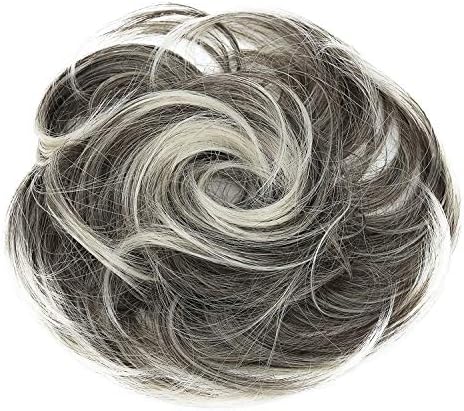 CAISHA PRETTYSHOP Synthetic Fiber Hairpiece Scrunchie Scrunchy Updo Slightly Wavy Gray Blond Mix G21B