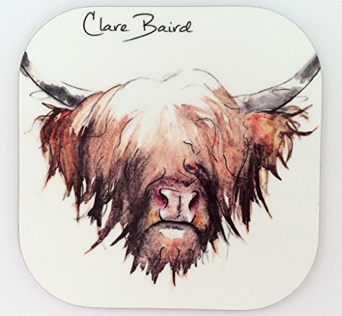 Clare Baird Creations Posavasos en un diseño de vaca de las tierras altas
