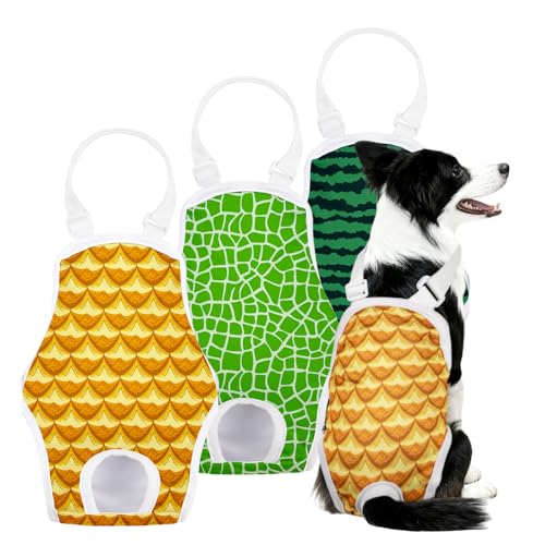Image of 3 Pack Washable Female Dog Diapers with Adjustable Suspender, Reusable Sanitary Panties for Dogs in Heat, Leak-Proof Design for Small Dogs