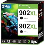 902XL Black Ink Cartridges Compatible With HP 902 Black Ink (2 Pack) Compatible with HP OfficeJet Pro 6968 6978 6950 6958 6979 6962 6956 6960 6970 6975 Printer High Yield Updated with V19.8.1 Chip