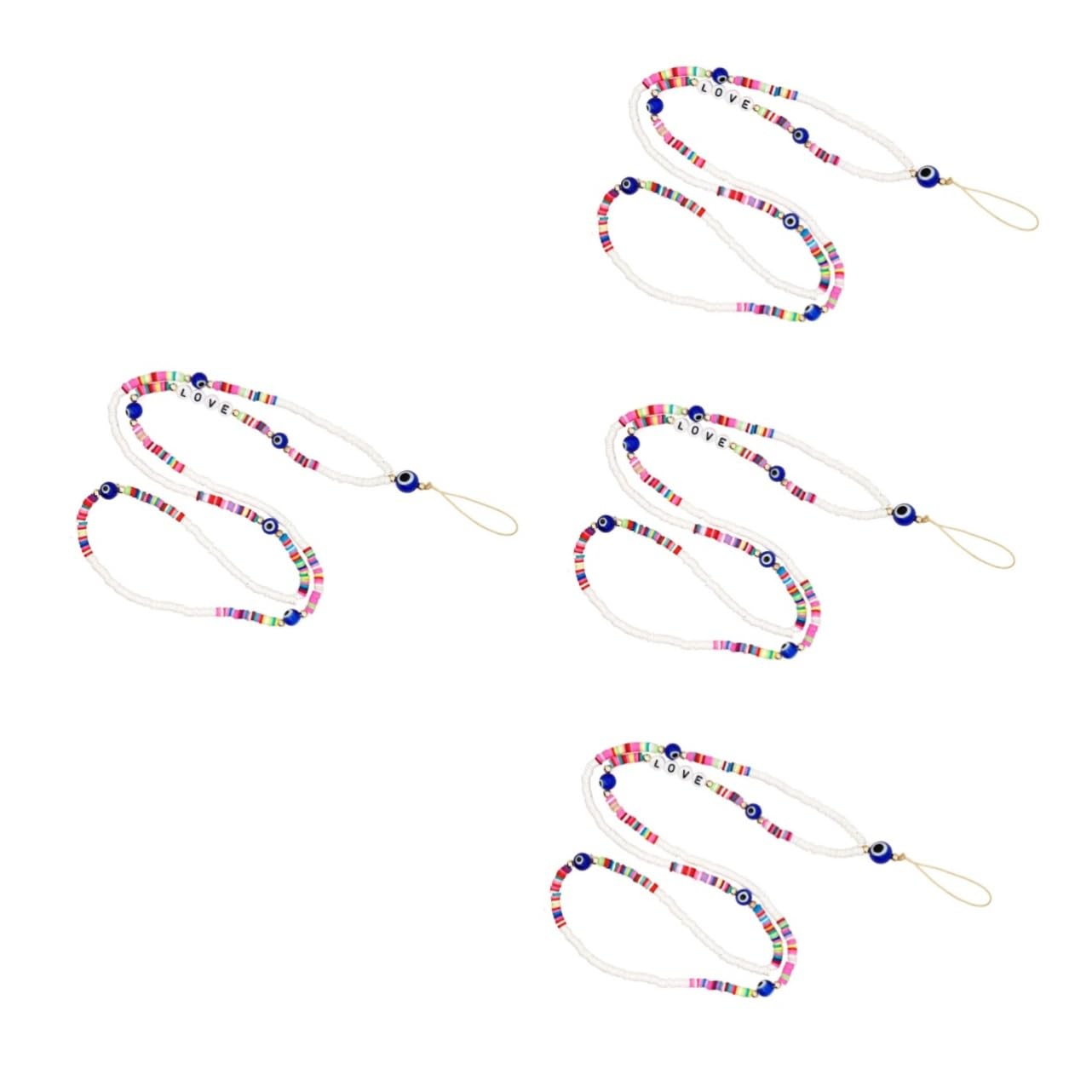 OSALADI 4pezzi Ciondolo Per Telefono Con Perline Colorate Lanyard Antifurto Per Smartphone Cinghia Da Indossare Al Collo o Al Polso Accessorio Elegante e Pratico Per Donne e Ragazze