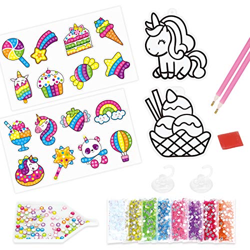 Big Gem Diamond Painting Kit for Kids Make Your Own 16 Magical Stickers 2 Suncatchers Arts and Crafts for Girls and Kids Diamond Art for Kids Creativity DIY Paint Arts Supplies