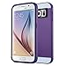 Galaxy S6 Case, S6 Case, ULAK 2in1 Hybrid Dual Layer Slim Protective Case Cover with Card Slot for Samsung Galaxy S6 (Plastic Hard Shell and Flexible TPU) (Purple/Purple)
