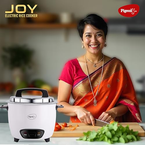 Pigeon by Stovekraft Joy Rice Cooker with Single pot, 1 litres. (White) | Toughened Glass Lid | 400 Watts | Aluminium Cooking Pot | Measuring Cup|... - Image 3