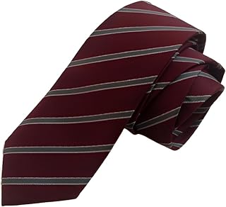 justin dustin Microfiber Striped Necktie, Burgundy with Grey Diagonal Stripes, Formal Wear-picture-35