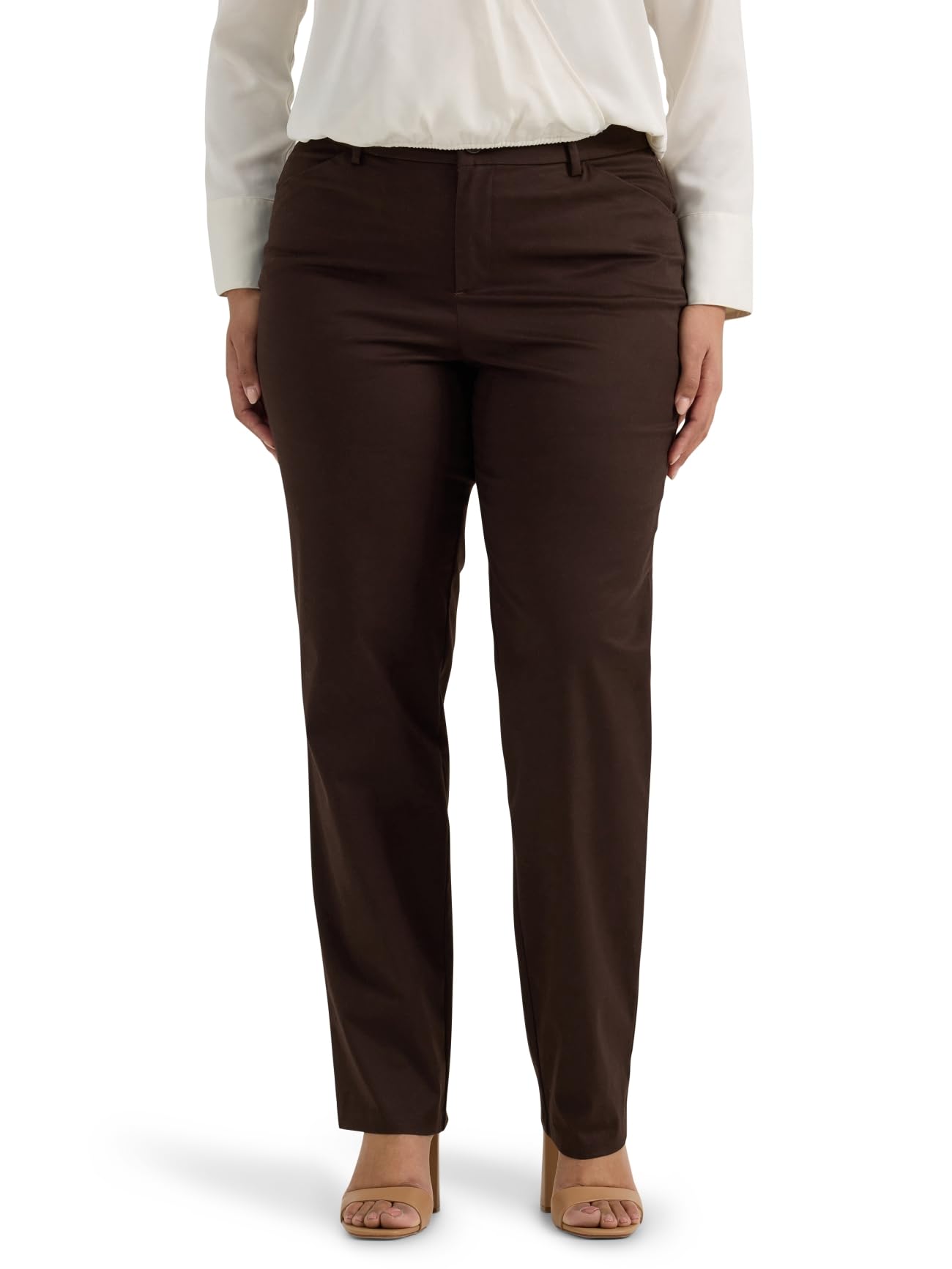 Lee Damenhose, Übergröße, knitterfrei, lockere Passform, gerades Bein, Espresso, 52 Mehr