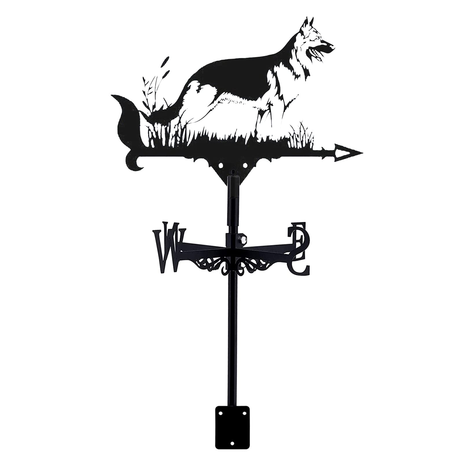 WIQUYBML Metal wind vane German Shepherd Weather Vane Animal Wind Direction Indicator Roof Decoration Accessories for Garden Patio