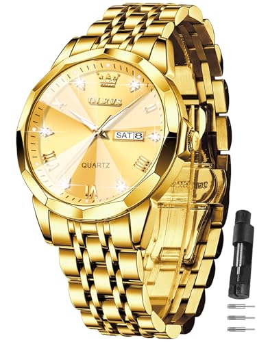 OLEVS Men's Watch,Classic Silver Watches for Men, Waterproof Stainless Steel Roman Numbers Men's Watch Easy to Read, Todos los relojes de oro para hombre, Redondo, reloj de negocios para hombre